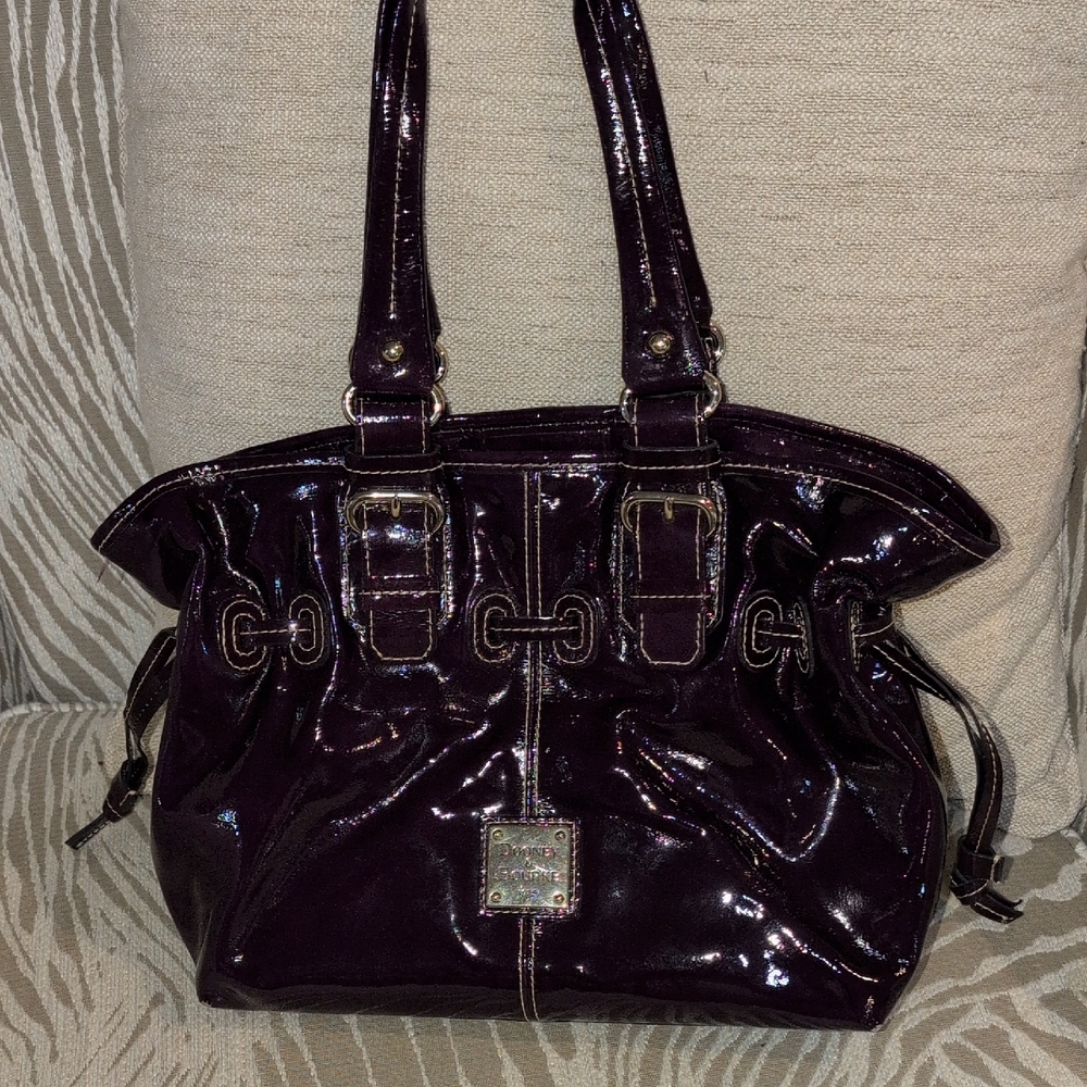Dooney & Bourke Chiara Plum Patent Leather Satchel Bag